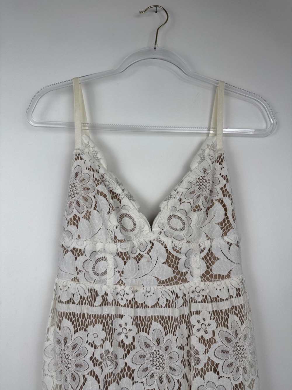 For Love & Lemons Gianna Midi Dress Bodycon White Lace Bodysuit Lined Size M - Picture 6 of 16